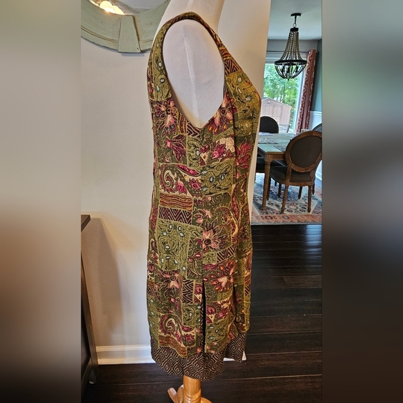 VIRGO II Size 12 Vintage New w/ Tags 90's Dress Floral Artsy Rayon Sleeveless - Picture 3 of 12